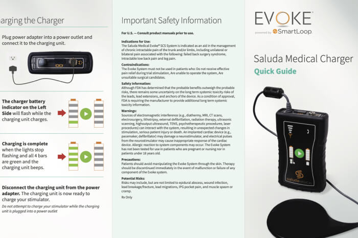 How to charge remote for Evoke Therapy closed‑loop spinal cord stimulation for chronic pain